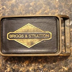 Briggs & Stratton metal and leather belt buckle